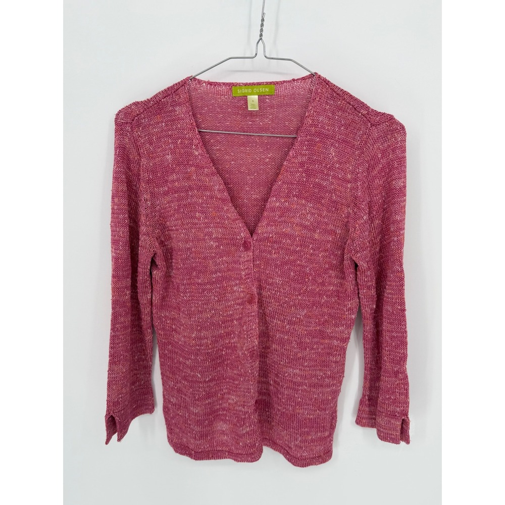 Sigrid Olsen Womens Cardigan Rayon Blend Space Dye Pink Size S